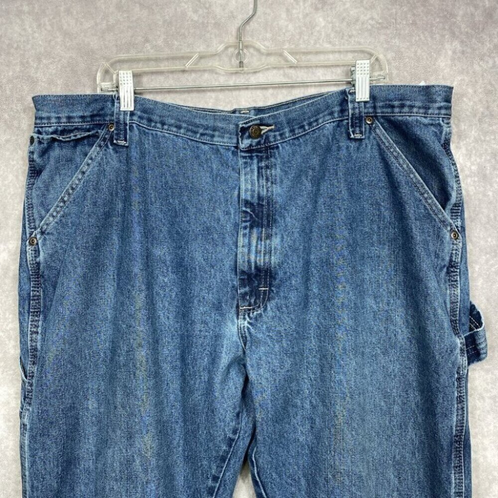 Wrangler Carpenter Jeans Mens 42x30 Blue Denim Utility Work Gorpcore Outdoors - Picture 3 of 8